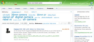 Windows Live Product Search