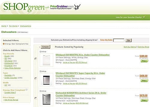 ShopGreen by PriceGrabber - Dishwashers category