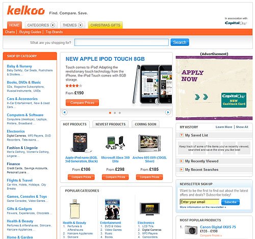 Kelkoo UK homepage