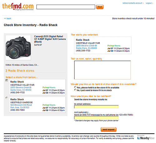 TheFind - Check local store